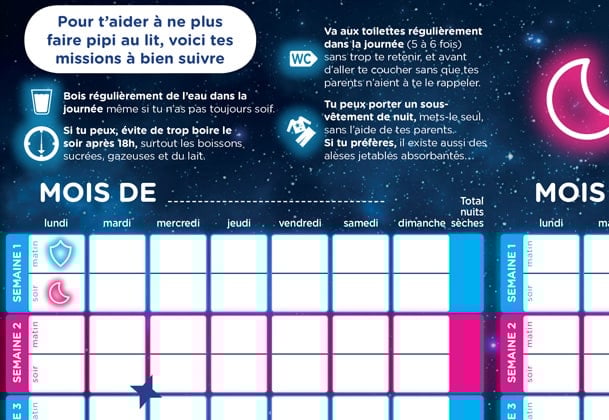 Le calendrier des petites missions pour des nuits sèches